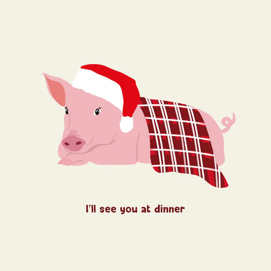 Pig In A Blanket Pun Christmas Card
