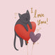I Love You Cute Cat Balloon Card