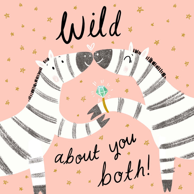 Wild About You Both Zebra Engagement Card - 1