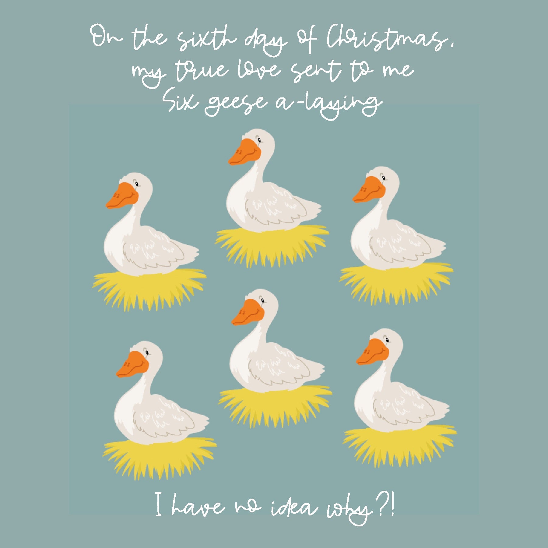 5 Goose 6 Geese A-laying 12 Days Of Christmas Card – Boomf