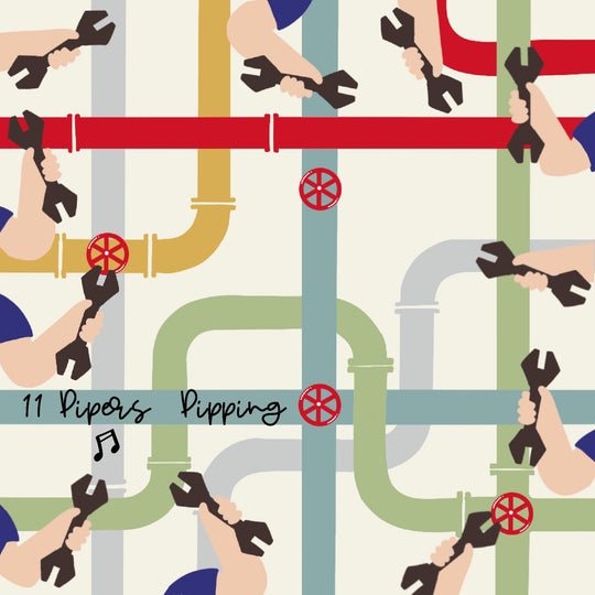 11 Pipers Pipping 12 Days Of Christmas Card