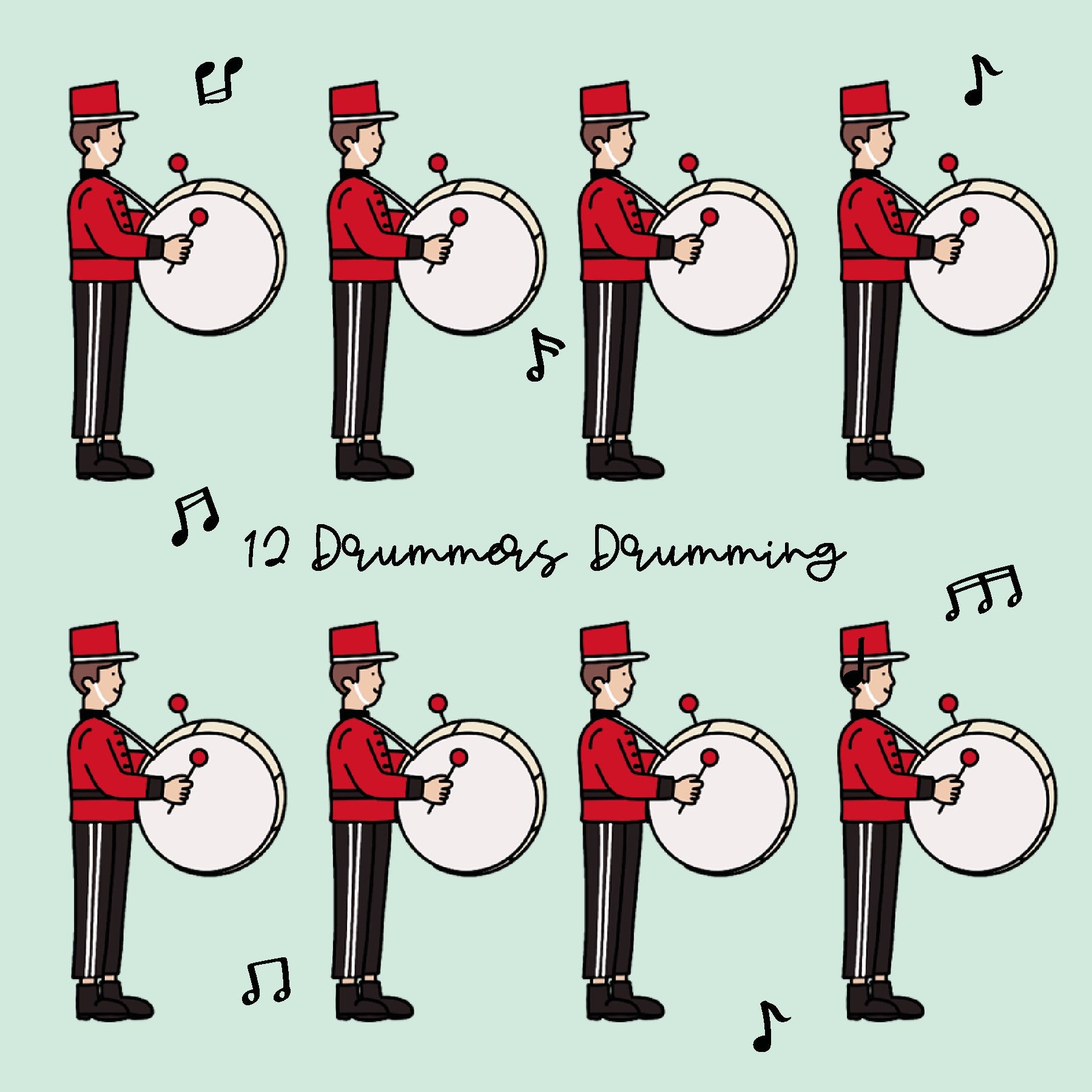 12 Drummers Drumming 12 Days Of Christmas Card – Boomf