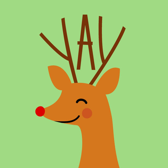 Yay Reindeer Green Christmas Card
