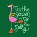 Jolly Season Flamingo Green Christmas Card