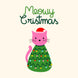 Pink Cat Meowy Christmas Card