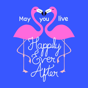Happily Ever After Flamingo Wedding Card - 1