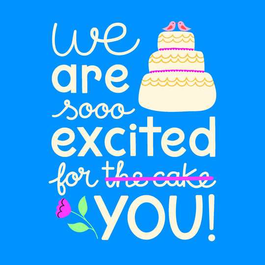 Excited For Cake Blue Wedding Card