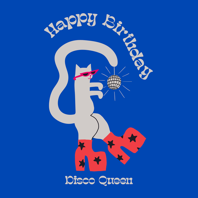 Disco Queen Cat Birthday Card - 1