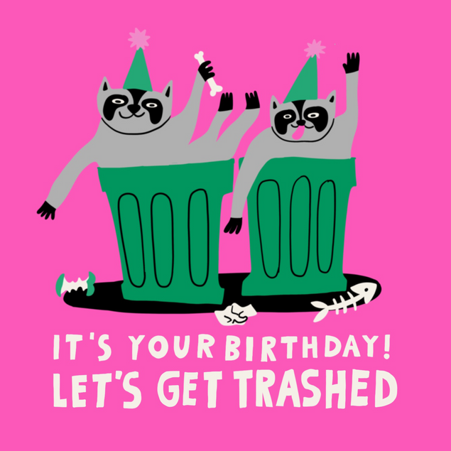 Lets Get Trashed Funny Racoons Birthday Card Boomf 