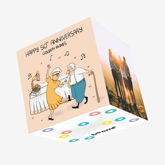 Golden Oldies Happy 50th Wedding Anniversary Confetti-exploding Greetings Card