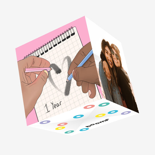 1 Year Paper Anniversary Confetti-exploding Greetings Card