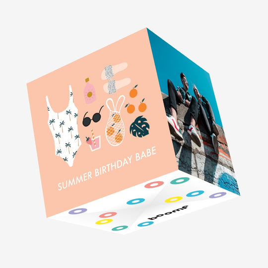 Summer Birthday Babe Confetti-exploding Greetings Card