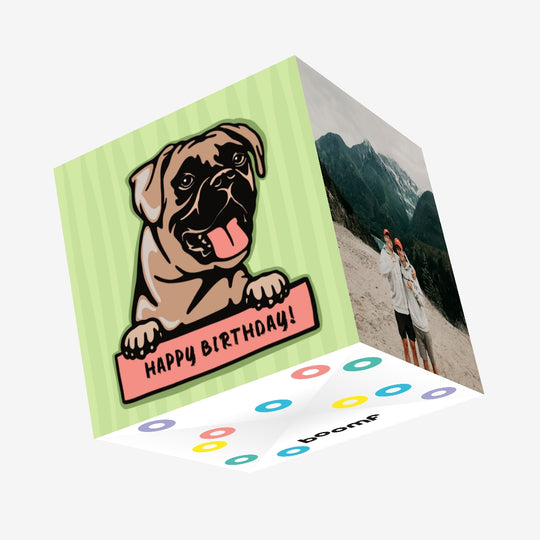 Happy Boxer Dog Happy Birthday Confetti-exploding Greetings Card