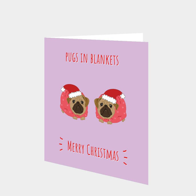 Pugs In Blankets Christmas Card