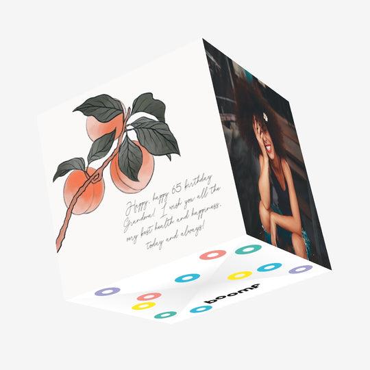 Happy 65th Birthday Grandma Peach Branch Confetti-exploding Greetings Card