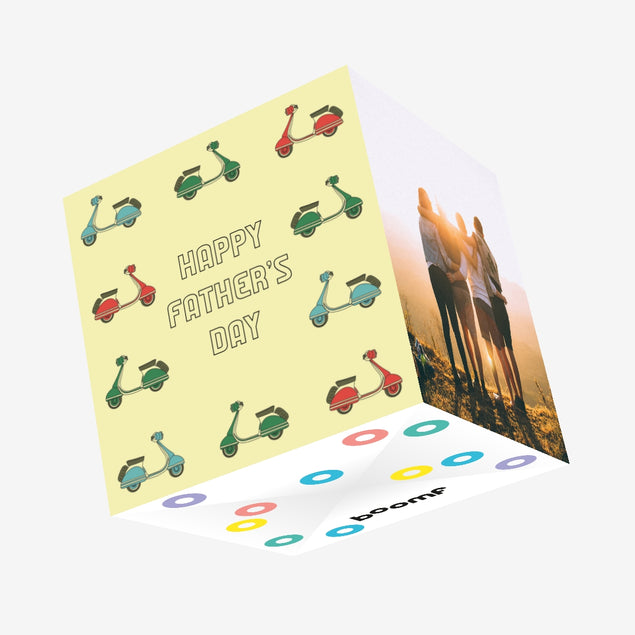 Cute Colorful Lambretta Scooters Happy Father's Day Confetti-exploding Greetings Card