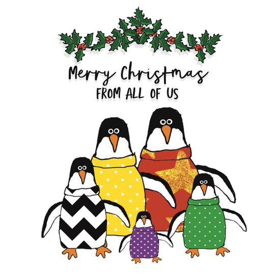 Merry Christmas From Us All Penguin Card