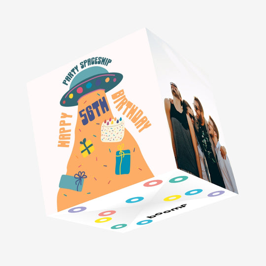 Party Spaceship Happy 56th Birthday Confetti-exploding Greetings Card