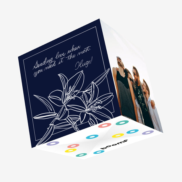 Delicate Flowers With Hugs Confetti-exploding Greetings Card