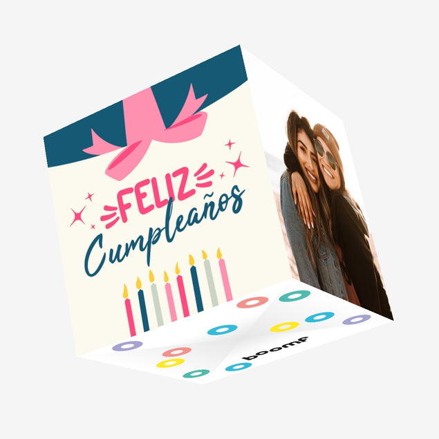 Happy Birthday In Spanish Candles Confetti-exploding Greetings Card