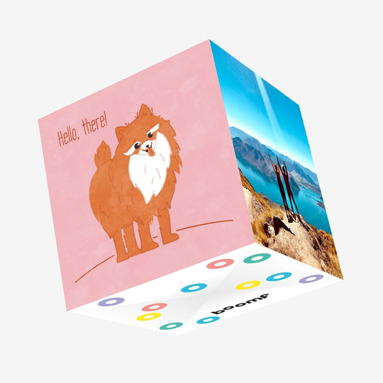 Doggy Hello, There! Pomeranian Confetti-exploding Greetings Card