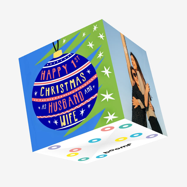 Happy 1st Christmas As Husband & Wife Confetti-exploding Greetings Card
