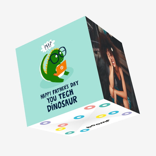 Tech Dinosaur Father's Day Confetti-exploding Greetings Card