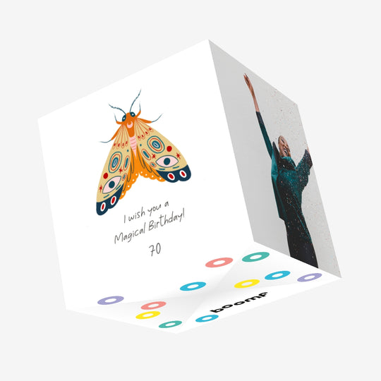 Butterfly Magical 70th Birthday Confetti-exploding Greetings Card