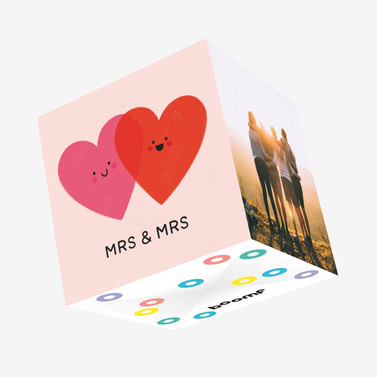 Mrs & Mrs Congratulations Cute Hearts Confetti-exploding Greetings Card