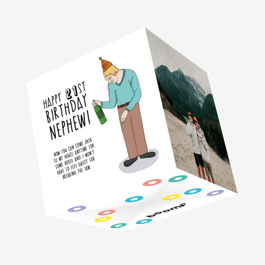 Happy 21st Birthday Nephew You Can Come For Booze Now Confetti-exploding Greetings Card