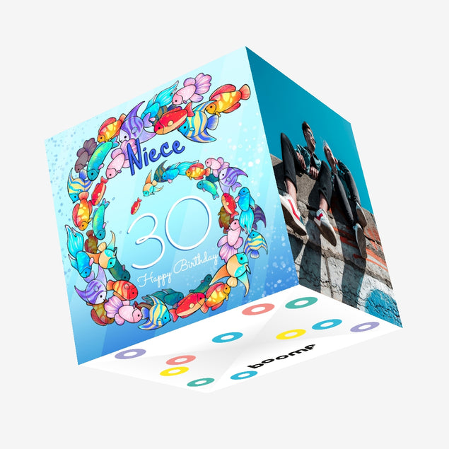 30th Birthday Fish Niece Confetti-exploding Greetings Card