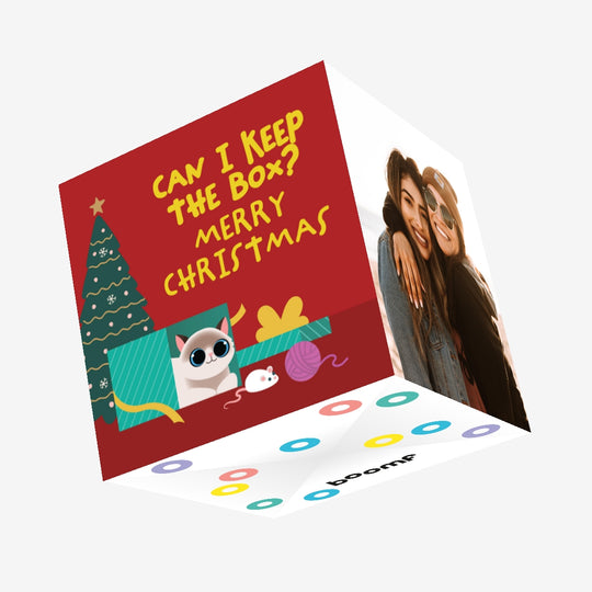 Merry Christmas Can A Keep The Box? Ragdoll Cat Confetti-exploding Greetings Card