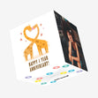 Kissing Giraffes Happy 1st Anniversary Confetti-exploding Greetings Card