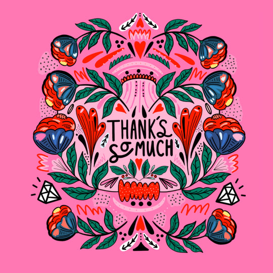 Thanks So Much Colourful Flowers Card