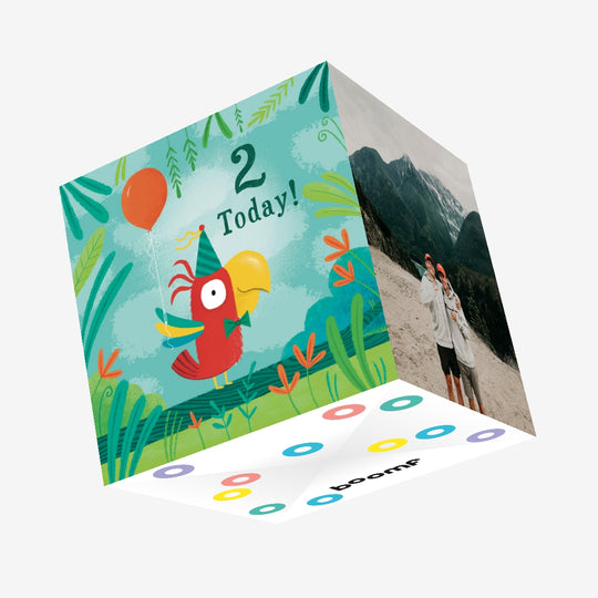 2 Today Parrot Birthday Confetti-exploding Greetings Card