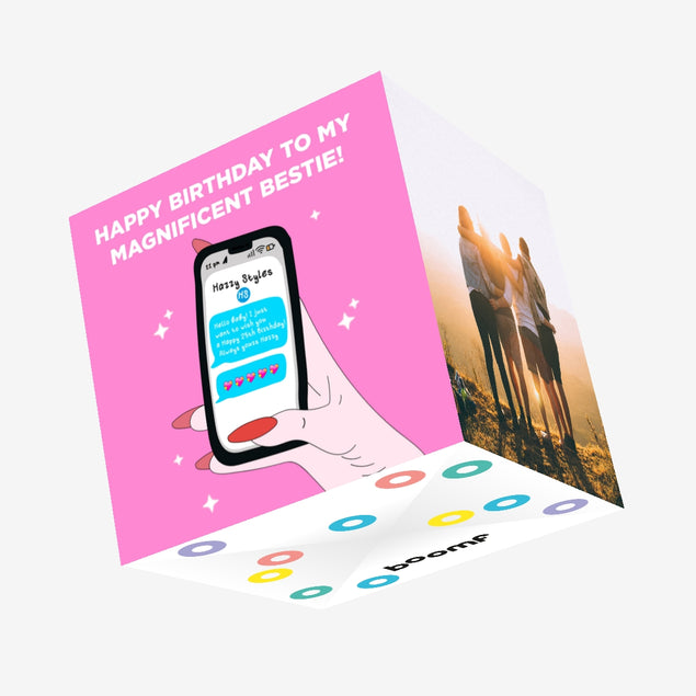 SMS From Harry Styles Happy 25th Birthday Bestie Confetti-exploding Greetings Card