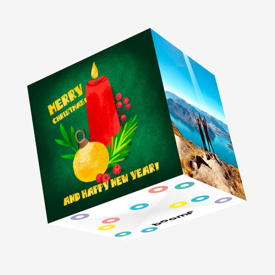 Merry Christmas And Happy New Year Candle Confetti-exploding Greetings Card