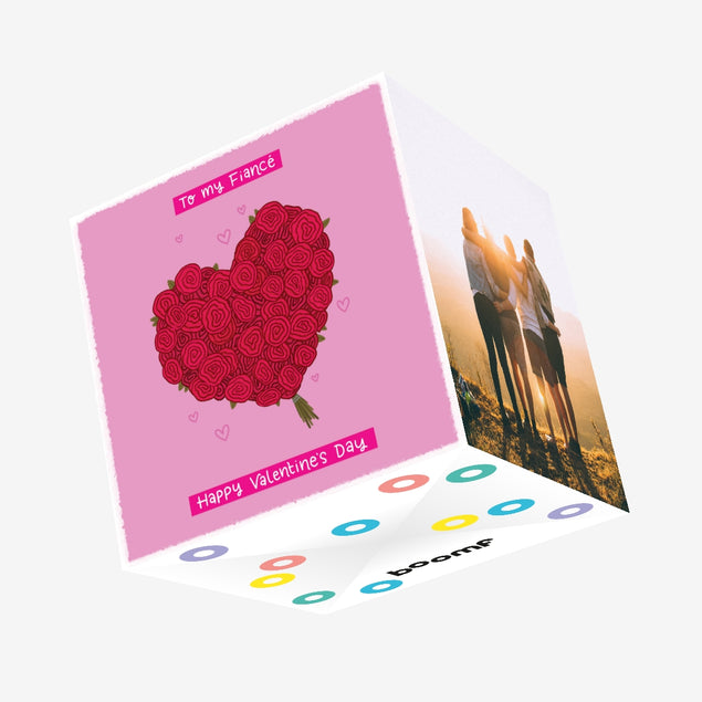 Happy Valentine's Day Fiance Rose Bouquet Confetti-exploding Greetings Card