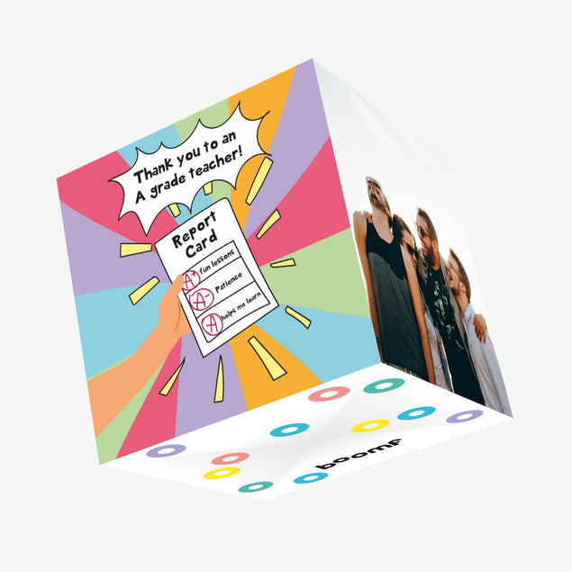 A Grade Teacher Thank You Teacher Confetti-exploding Greetings Card