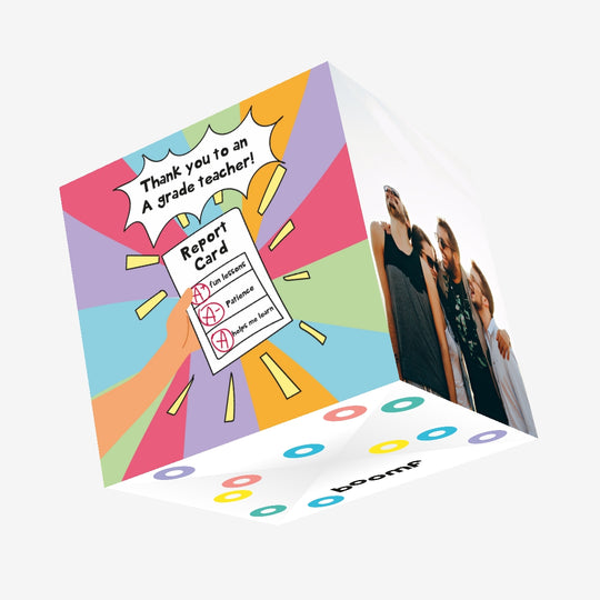 A Grade Teacher Thank You Teacher Confetti-exploding Greetings Card