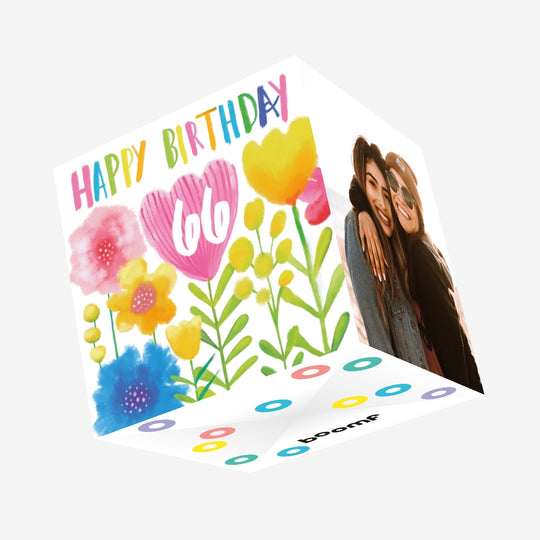 Delicate Flowers Happy 66th Birthday Confetti-exploding Greetings Card