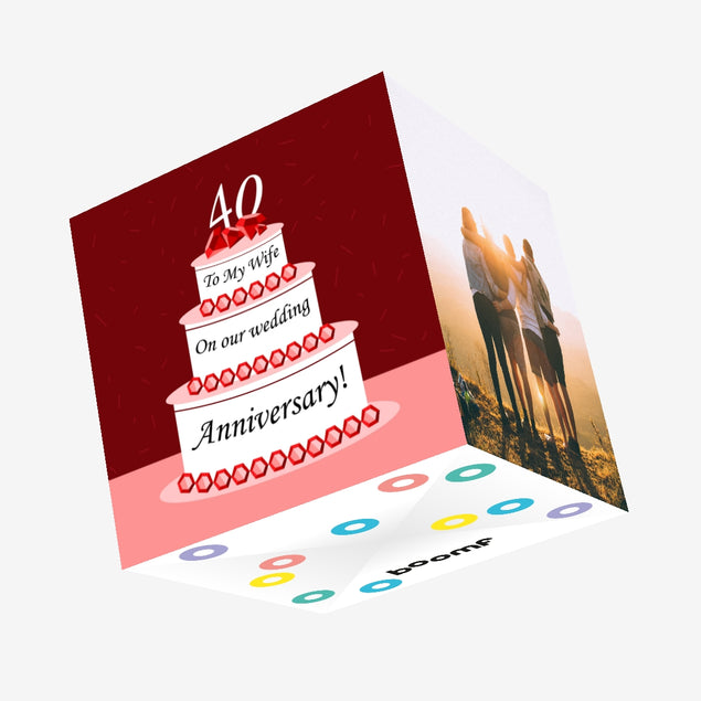 Ruby Cake Wedding Anniversary Confetti-exploding Greetings Card