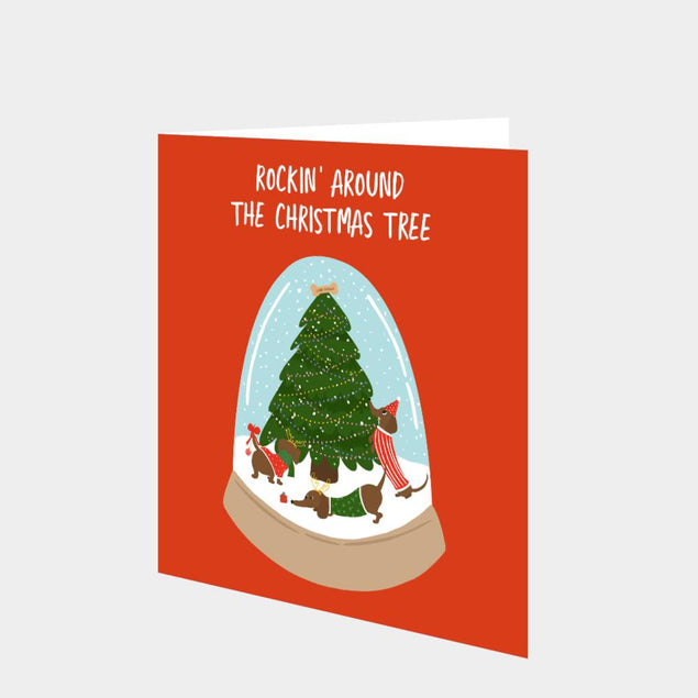 Sausage Dogs Dachshund Christmas Tree Card