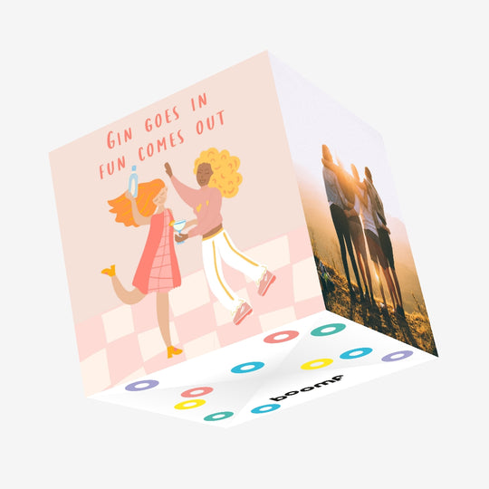 Gin goes in fun comes out Confetti-exploding Greetings Card