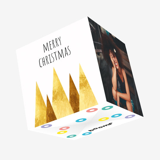 Merry Christmas Golden Rocks Confetti-exploding Greetings Card