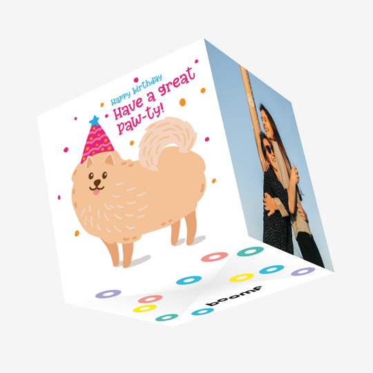 Have A Great Paw-ty! Pomeranian Confetti-exploding Greetings Card