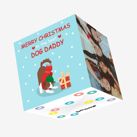 Merry Christmas Dog Daddy Dog And A Gift Confetti-exploding Greetings Card