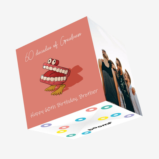 Happy 60th Birthday Brother Dentures Confetti-exploding Greetings Card