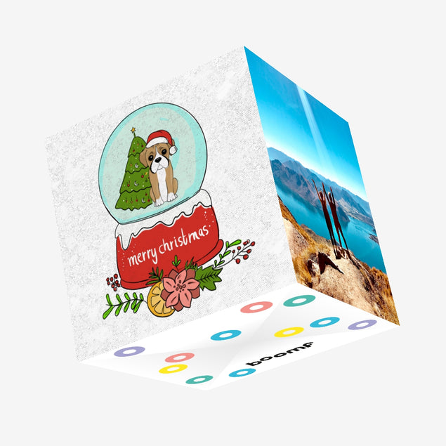 Snow Ball Boxer Dog Merry Christmas Confetti-exploding Greetings Card