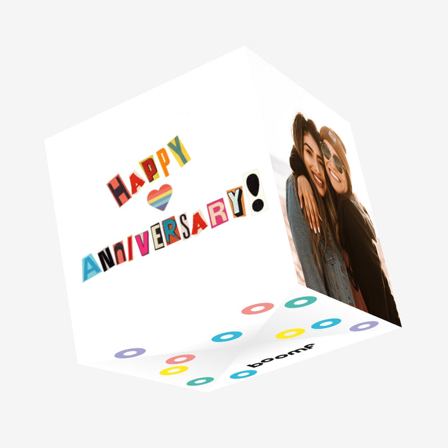 Happy Anniversary Rainbow Heart Confetti-exploding Greetings Card